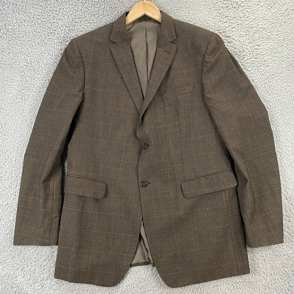 Banana Republic Blazer Suit Jacket Mens 44L Houndstooth Plaid Old Money Preppy - Picture 1 of 14